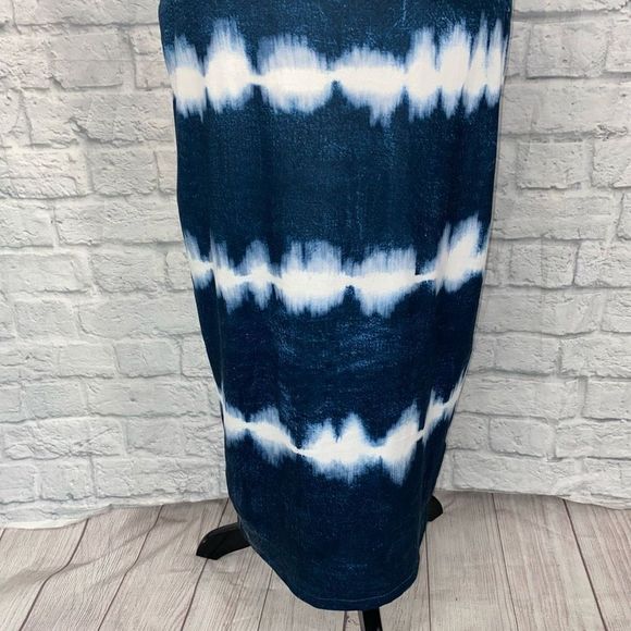 Women’s tie dye tank top maxi dress blue & white sz L women - Picture 3 of 9